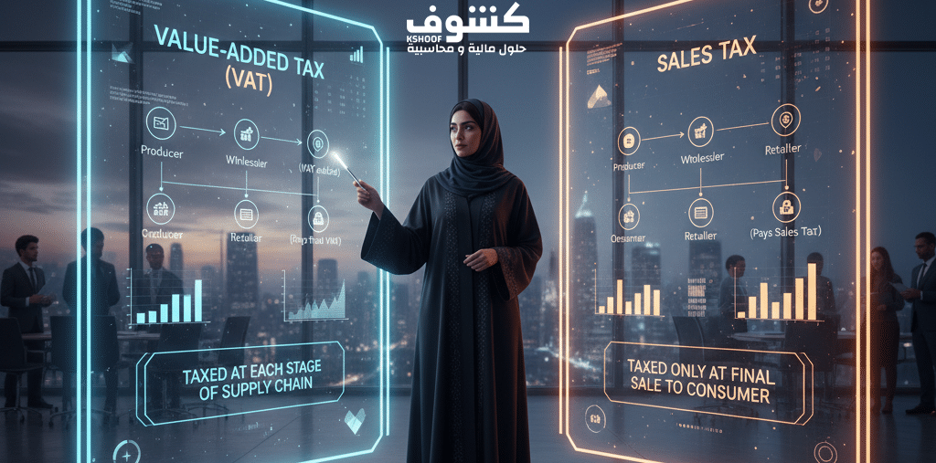 الفرق بين ضريبة القيمة المضافة وضريبة المبيعات