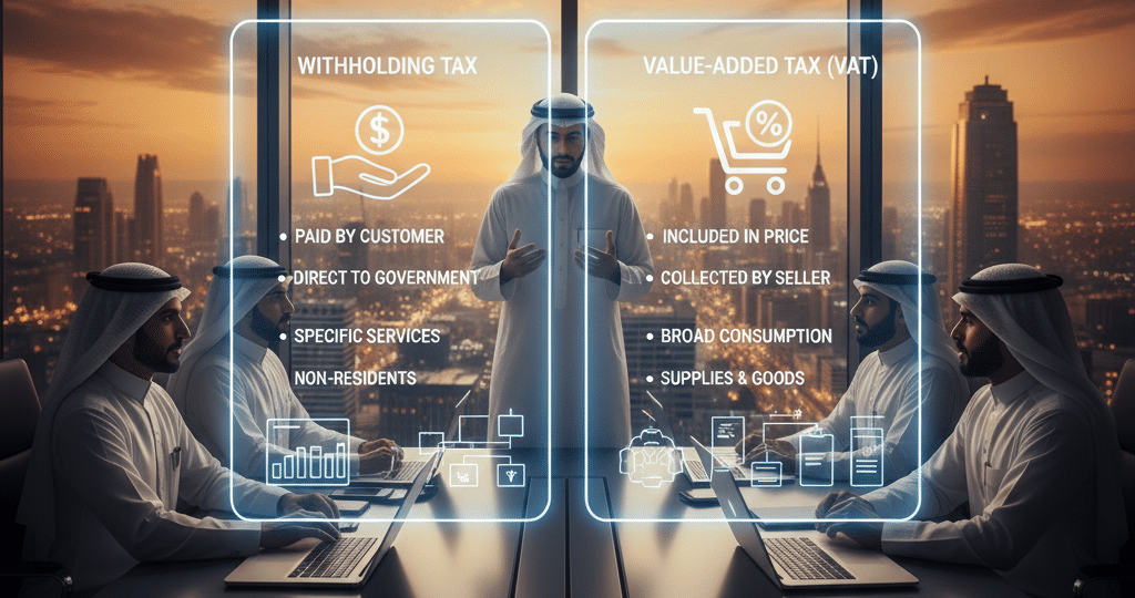 الفرق بين ضريبة الاستقطاع وضريبة القيمة المضافة