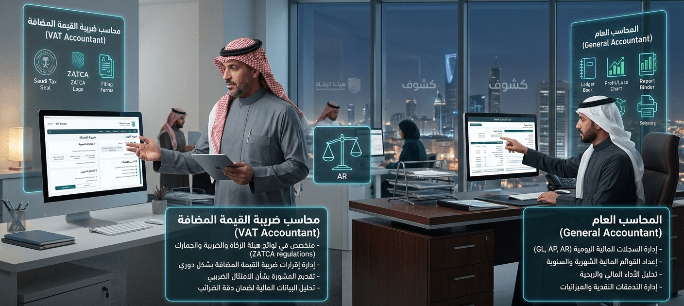 الفرق بين محاسب ضريبة القيمة المضافة والمحاسب العام