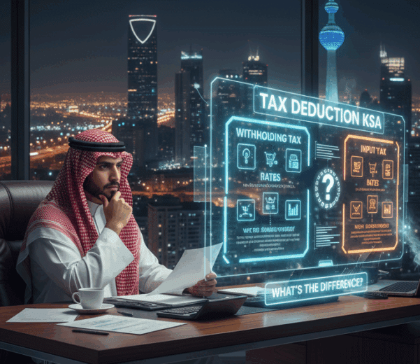 خصم الضريبة من المبلغ في السعودية