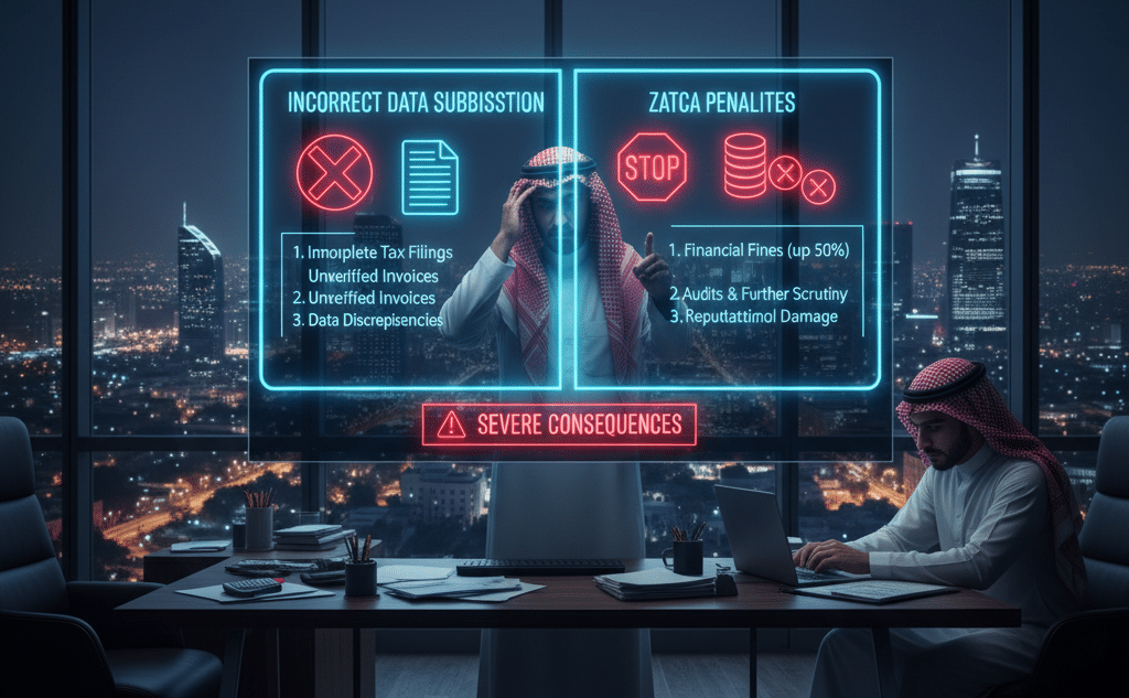 غرامات الهيئة: عواقب تقديم البيانات الناقصة أو غير الصحيحة لـ ZATCA