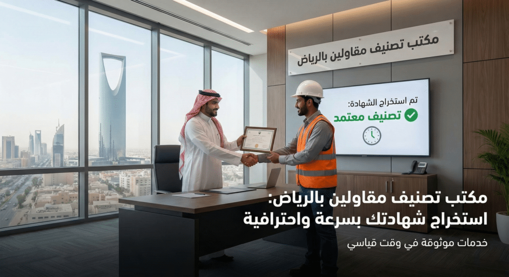 مكتب تصنيف مقاولين بالرياض: استخراج شهادتك بسرعة واحترافية