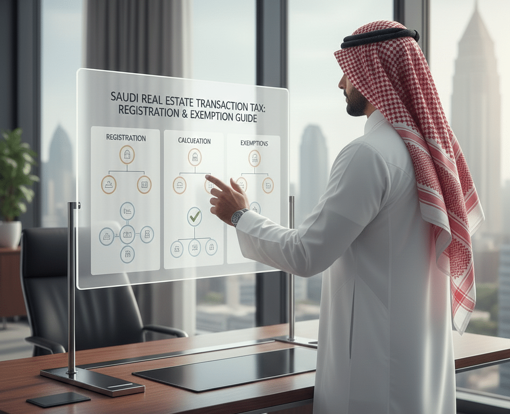 الدليل الشامل لضريبة التصرفات العقارية في السعودية: التسجيل، الحساب، وحالات الإعفاء