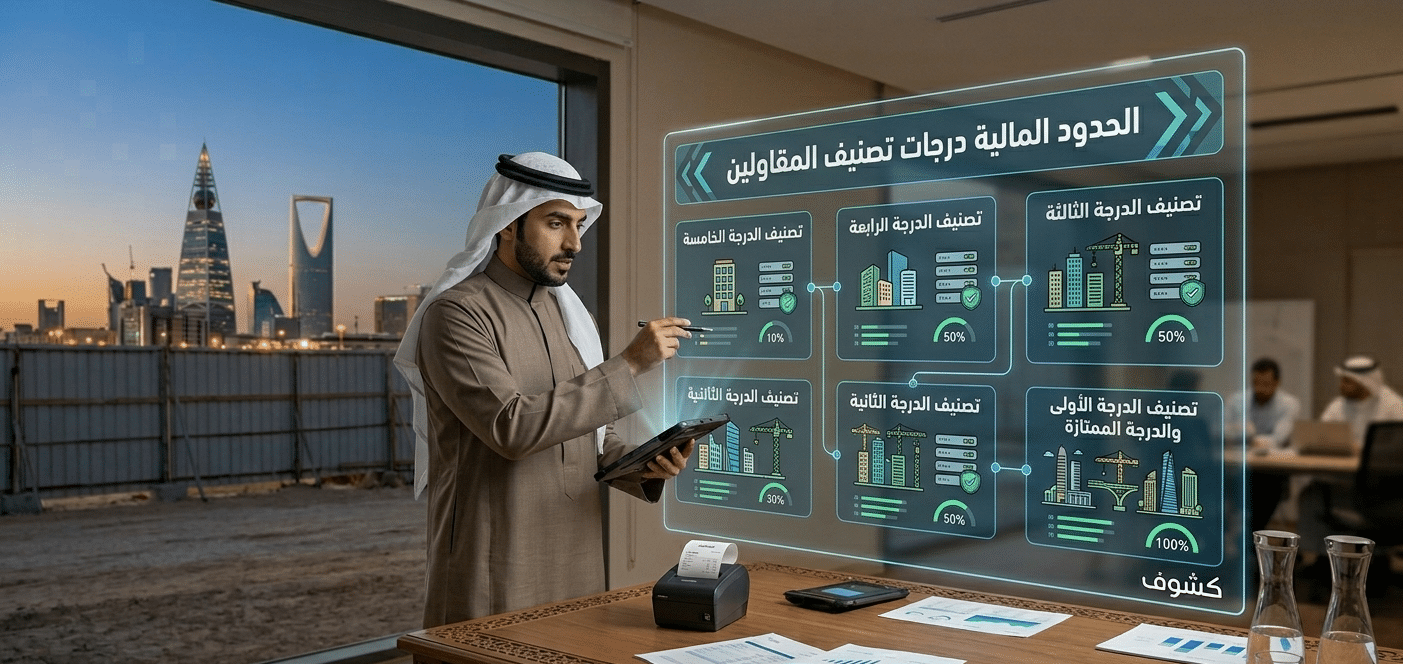 الحدود المالية لتصنيف المقاولين في السعودية 2026: الدليل الشامل للدرجات والتحول الرقمي