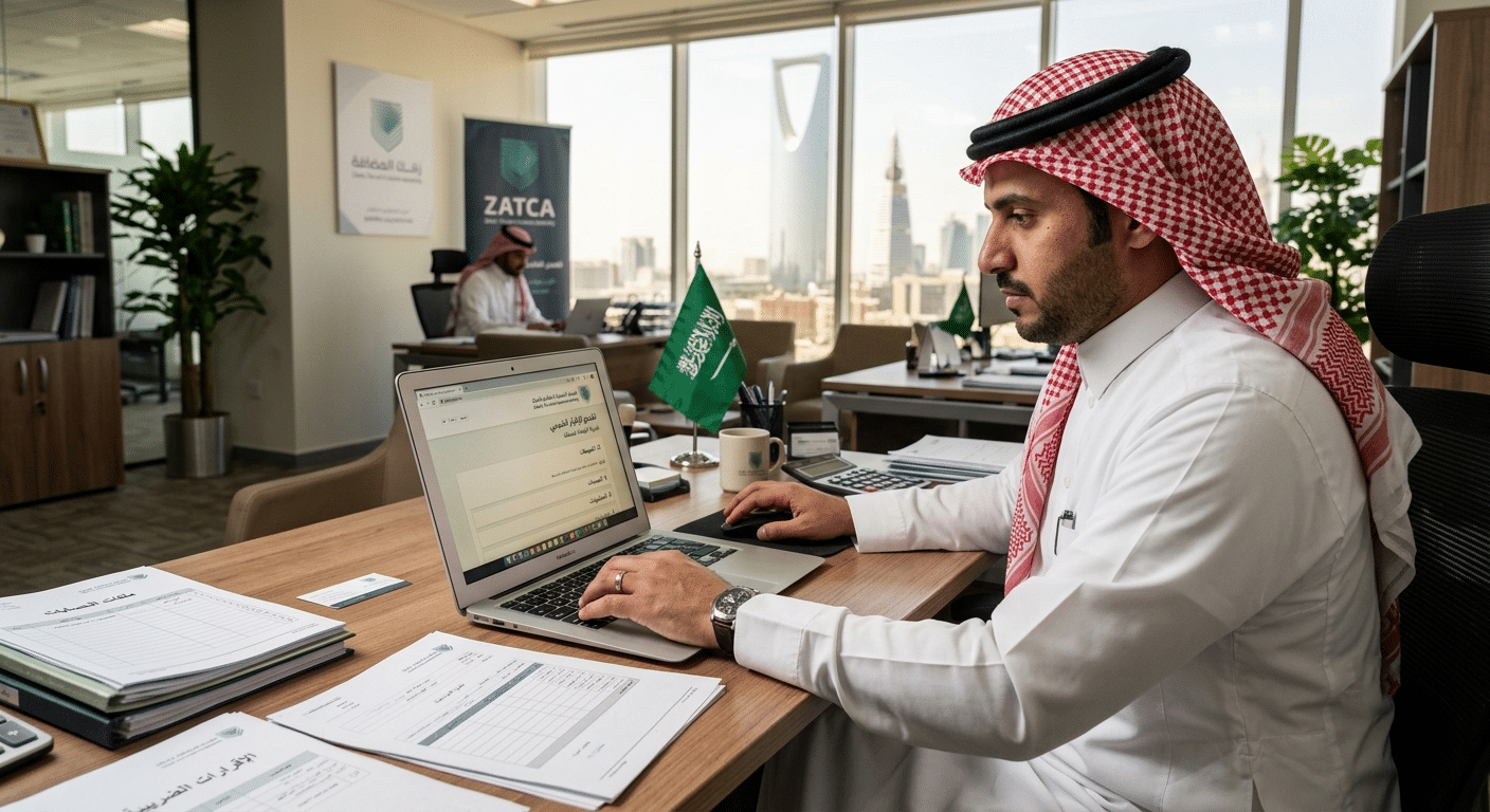 ضريبة المخرجات في السعودية: شروط الفوترة الإلكترونية والربط | ZATCA 1 تقديم إقرار الضريبي فى السعودية
